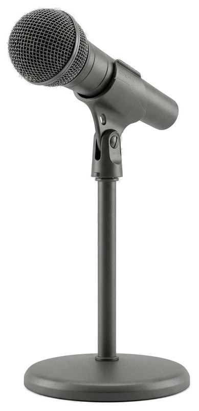 Charcoal stage microphone on a stand